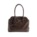 Borsa tote vintage marrone scuro con doppi manici e fibbia in metallo dorato - Piccolo / Marrone