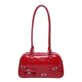 Bolso de hombro rojo de cuero PU con hebillas plateadas y detalle de lazo decorativo - Rojo