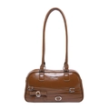 Bolso vintage de piel PU marrón caramelo con hebillas plateadas y detalle de lazo - Marrón