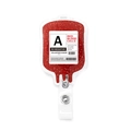 Retractable red glitter blood bag badge reel with alligator clip for medical staff - Type A Blood Bag