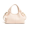 Borsa a mano nuvola rosa chiaro con motivo litchi e dettagli in metallo dorato - Bianco
