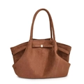 Grand sac cabas marron aspect daim avec détails de boucle dorée élégante - Petit (2043) / Marron