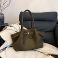 Sac fourre-tout en daim vert olive avec grande capacité et détails métalliques dorés - Petit (2043) / Vert