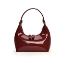 Borsa sottospalla in pelle verniciata rosso scuro con finitura lucida e doppia zip - Con Ciondolo / Rosso