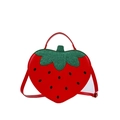 Borsa a tracolla creativa a forma di fragola da donna in ecopelle rossa con foglie verdi - Rosso