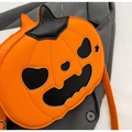 Creative pumpkin shoulder bag in bright orange and black leather for Halloween styling - 23*7*17cm / Orange Heart