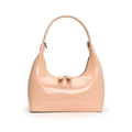 Sac à main demi-lune minimaliste en cuir verni rose clair avec poignée fixe - Rose