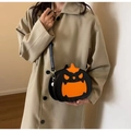 Halloween pumpkin crossbody bag in black and orange featuring a spooky monster face - 23*7*17cm / Black Big Mouth
