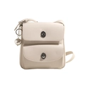 Elegante borsa a spalla color crema con doppie tasche e chiusure a girello argento - Bianco Sporco