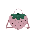 Borsa a tracolla a forma di fragola rosa con foglie glitterate e cinturino regolabile - Rosa