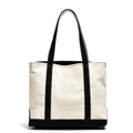 Bolso tote grande de lona con asas negras en contraste y base reforzada de estilo clásico - Negro