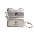Borsa a tracolla argento metallizzato con doppie tasche frontali e chiusura a scatto - Argento