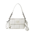 Elegante borsa a tracolla quadrata intrecciata bianca con ciondolo a stella e catena - Bianco