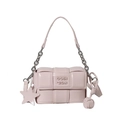 Borsa a tracolla intrecciata rosa chiaro con catena metallica e ciondolo stella - Rosa
