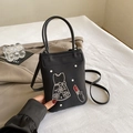 Fashionable black canvas envelope bag with rhinestone patterns and metal chain strap - Dress Pattern (Black)