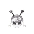 Silberne Umhängetasche in Alienform mit Sterndetails und Kugelketten-Riemen - Silber
