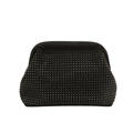 Elegante pochette da sera in strass neri e velluto con raffinata forma a trapezio e chiusura - Nero