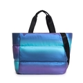 Sac de voyage matelassé avec dégradé métallique bleu et violet et bandoulière réglable - Bleu Holographique