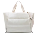 Sac de voyage blanc matelassé en nylon avec bandoulière amovible et design gonflé - Blanc