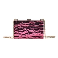 Pochette da sera rosa metallizzato con tracolla a catena dorata e finitura plissettata - Rosa