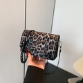 Mini leopard print crossbody bag with white fashion lettering and silver metal buckles - Brown
