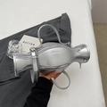 Silver dumbbell-shaped metallic handbag with zipper detail and crossbody strap - Silver