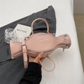 Einzigartige bonbonrosa PU-Lederhandtasche mit Fashion-Ball-Logo und Reißverschluss - Rosa
