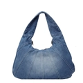 Borsa a spalla hobo in denim blu lavato vintage con design a forma di mezzaluna - Azzurro
