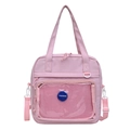 Rosa japanische Ita-Tasche mit transparentem Netzfach und verstellbarem Schultergurt - Rosa