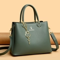 Borsa tote minimalista verde bosco in pelle a grana di litchi da donna con finiture oro - Verde