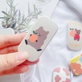 Detail of cute bear and cherry pattern on a retractable folding mobile phone stand - Grey Bear with Peach Style(1)