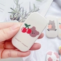 Detail of cute bear and cherry print on the white collapsible cartoon phone stand - Brown Bear and Cherry Style(4)