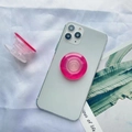 Support de téléphone circulaire rose translucide avec structure pliante à plusieurs niveaux - Dégradé Rouge-Rose
