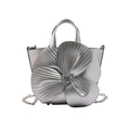 Borsa a secchiello camelia argento con trama metallica e tracolla a catena da donna - Argento