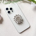Luxury flower-shaped collapsible phone socket with sparkling crystal rhinestones and diamonds - White Rhinestone Flower (Small White Diamond - Airbag Stand)