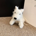 Simpatica borsa a tracolla a forma di cane di peluche bianco con cinturino beige - Bianco
