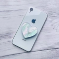 Soporte plegable de corazón con textura de mármol iridiscente para teléfono móvil - Vieira Verde Con Borde Blanco