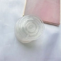 Transparent circular DIY resin phone grip base with a glossy stackable design - Round Transparent Grooved