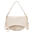 Bolso bandolera retro beige de gran capacidad con solapa ancha y correas dobles - Blanco