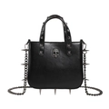 Borsa gotica nera con emblema di teschio e punte metalliche in stile punk rock - Teschio nero