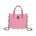 Borsa gotica rosa con borchie metalliche argentate, teschio e tracolla a catena - Scheletro Rosa