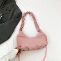 Elegante borsa a tracolla plissettata rosa con trama a nuvola in stile coreano - Rosa