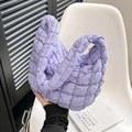 Chic purple cloud bag with quilted bubble design and large capacity shoulder strap - Purple