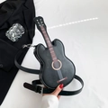 Borsa a tracolla unica a forma di chitarra nero opaco con tracolla regolabile da donna - Nero