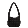 Bolso nube acolchado negro con textura de rejilla grande y correa de hombro acolchada - Negro