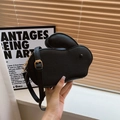 Graziosa borsa a tracolla a forma di coniglio nero in pelle PU con dettagli dorati - Nero