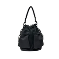 Borsa a secchiello minimalista in nylon nero con coulisse e scomparti spaziosi - Nero