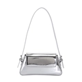 Schicke silberne Baguette-Tasche im Metallic-Look mit Y2K-Ästhetik und schmalem Gurt - Silber