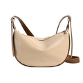 Minimalist beige half-moon bag with brown strap and adjustable metallic buckle - Khaki