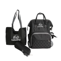Black mummy diaper bag 3-piece set with backpack, tote, and pouch featuring quilted design - 3-Piece Set (Without Pendant) / Black